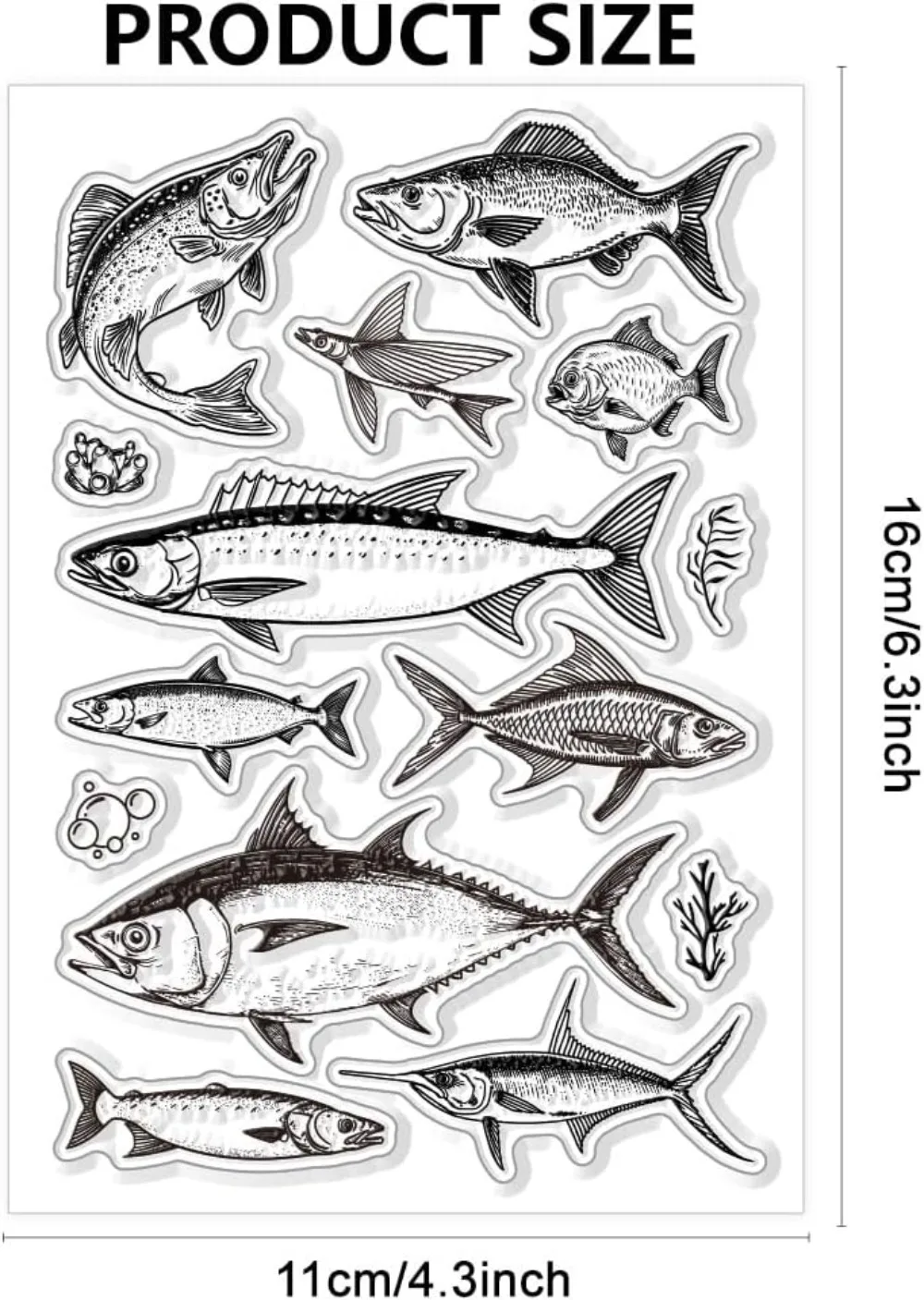 Realistic Fish Silicone Clear Stamps Fish Stamp for DIY Scrapbooking Photo Album Decorative Cards Making Stamps for Holiday