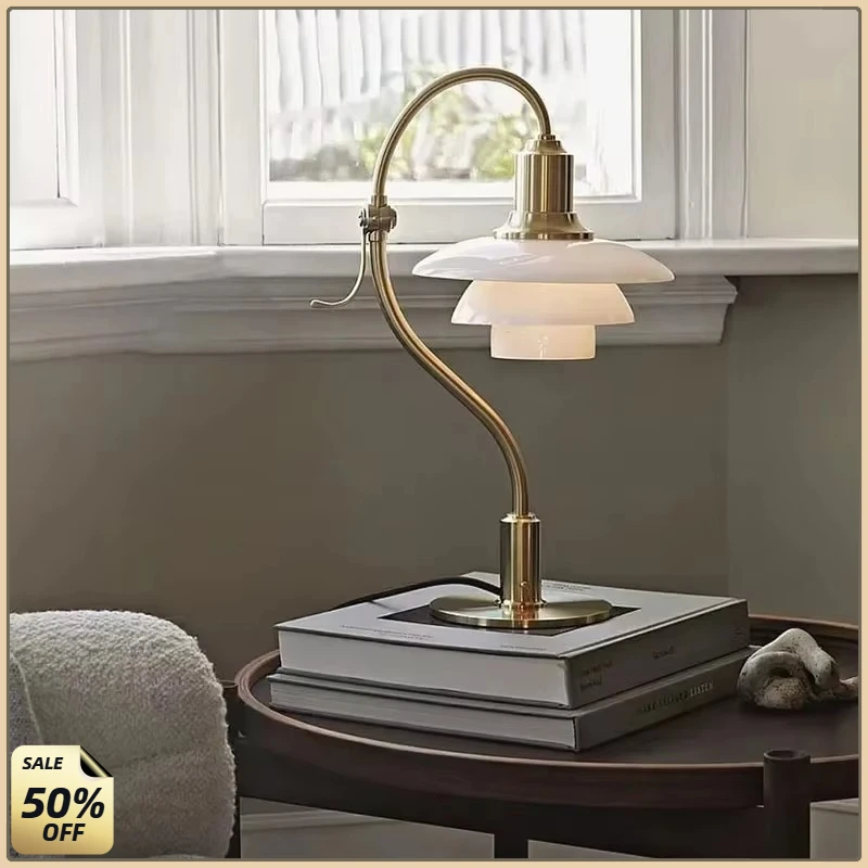 

Bauhaus Style Danish Designer Table Light 3 Layers Glass Lampshade Bedroom Living Room Decoration Table Lamp Desk Lighting Decor