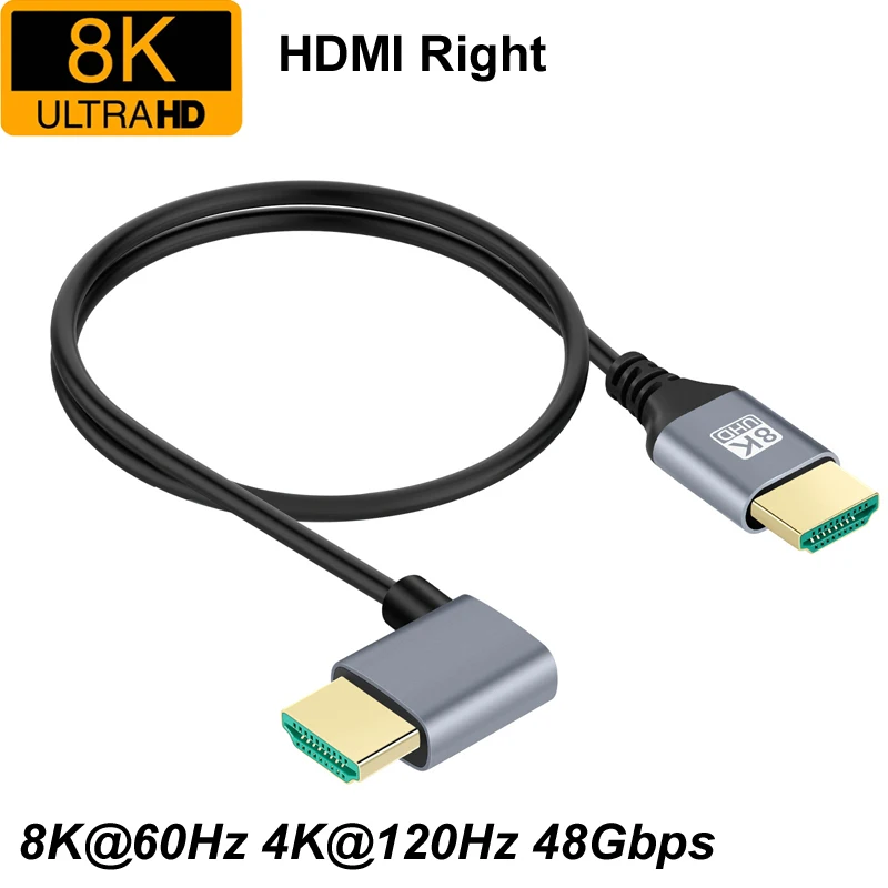 كابل تمديد HDMI لـ HDTV PS4 ، 0.5 متر من النايلون ، HD ، 8K @ 60Hz ، 4K @ 120Hz ، 48Gbps ، Ultra HDR V2.1 ، 1080P ، ذكر Up ، اليسار ، اليمين ، أسفل