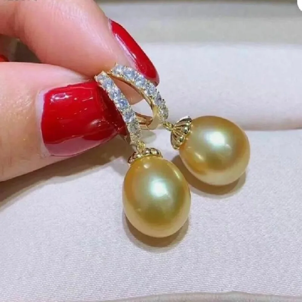 Beautiful Pearl Earrings AAAA 8-9mm 9-10mm 10-11mm 11-12mm 12-13mm Natural South Sea Round Pearl Earrings 925s