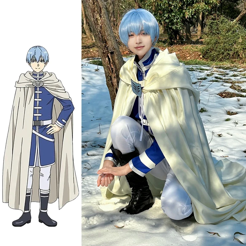 Frieren at the Funeral Anime cos Himmel cosplay Blue Brave Costume Outfit With White cape full set C