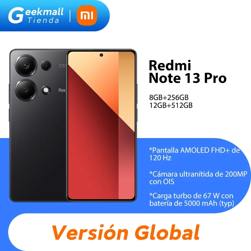 Global Version Xiaomi Redmi Note 13 Pro 4G 200MP OIS Camera Helio G99-Ultra Smartphone 120Hz FHD+ AMOLED 67W Charging Cellphone