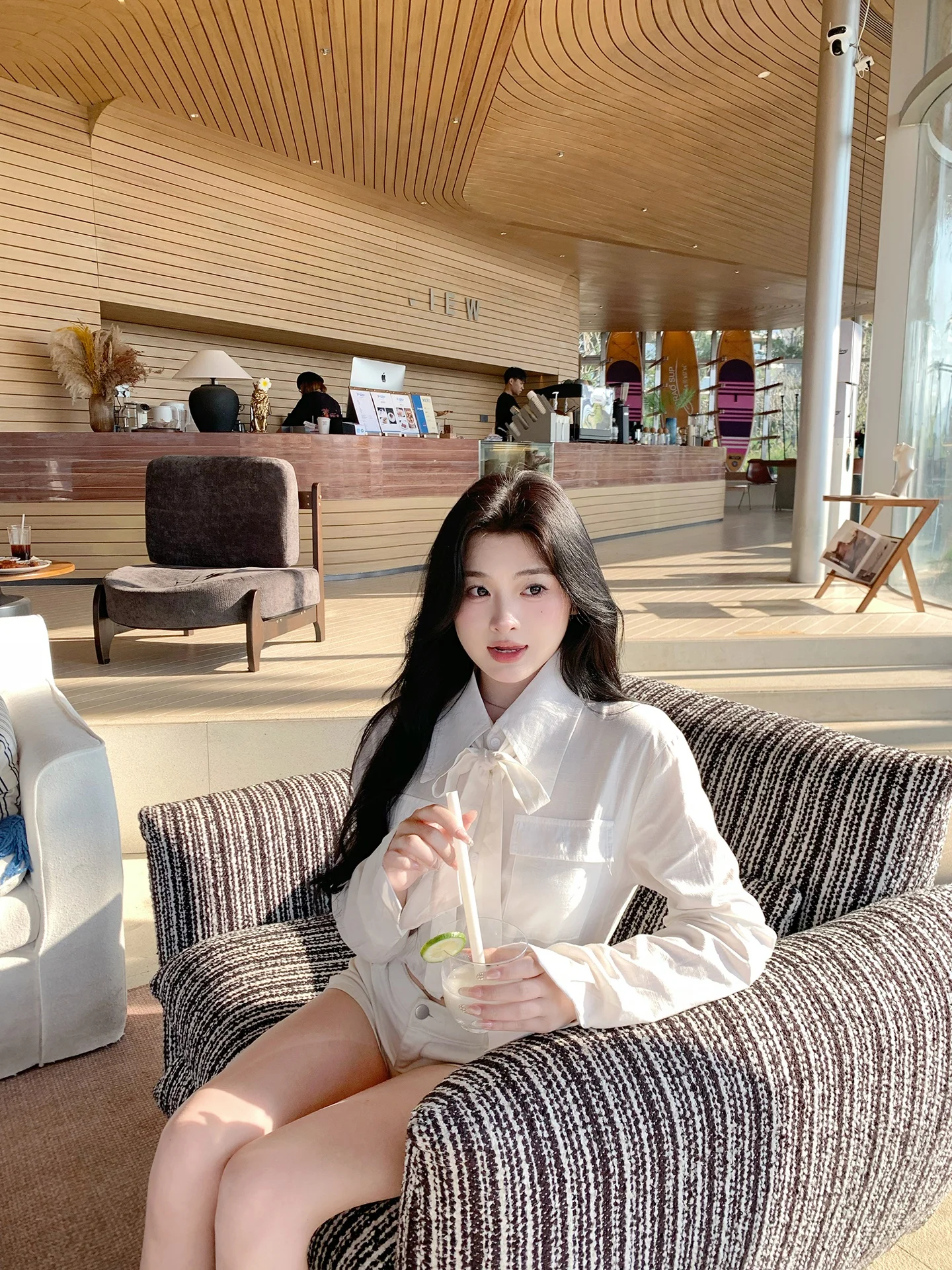 

Banana Design Women's Shirt Spring Summer New Style Short Outerwear Slim Fit Long Sleeve Turn-down Collar Tie-dress Cotton Blend