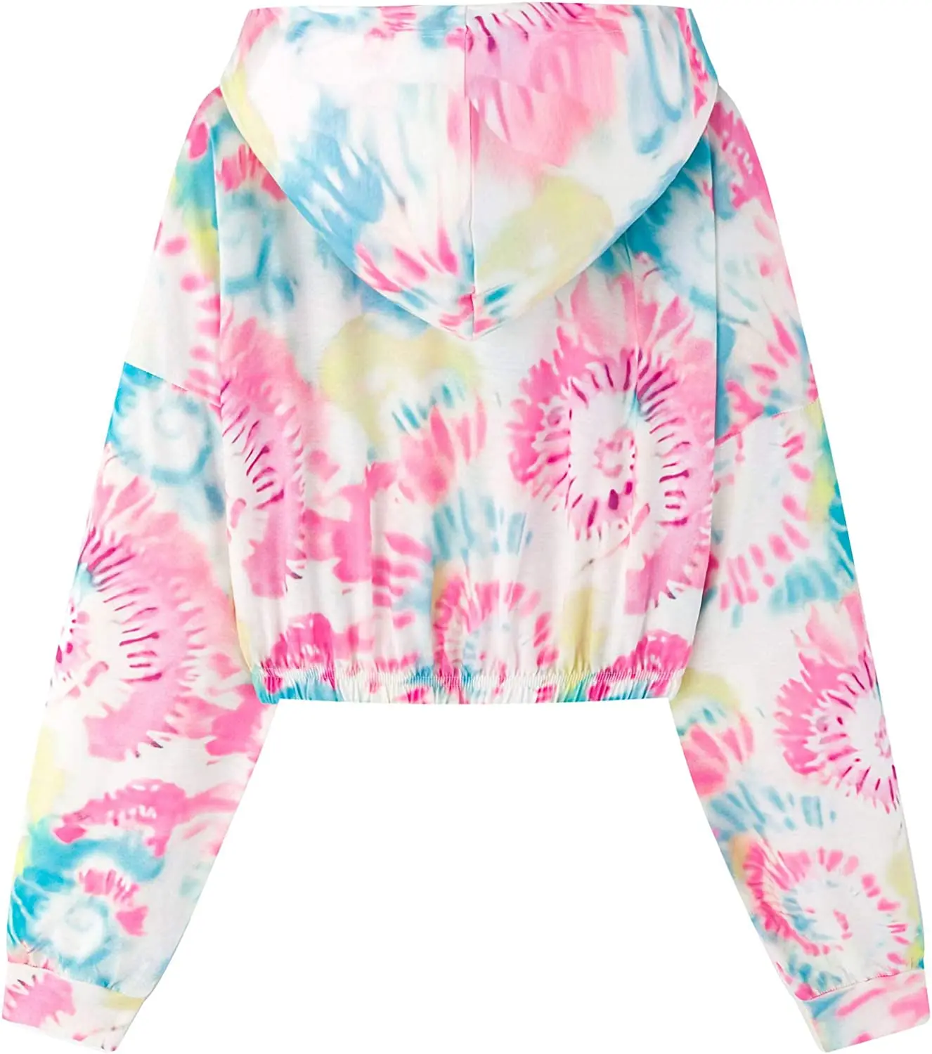 Frühling Frauen Crop Top Hoodie Kordelzug Tie Dye T-shirt Gedruckt Langarm Pullover Gestellte Sweatshirt