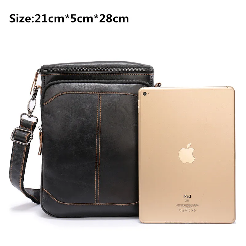 Vintage Men Genuine Leather Messenger Bag Men Bag Wax Leather Crossbody Shoulder Bag Cowhide Men Business Bags Briefcase