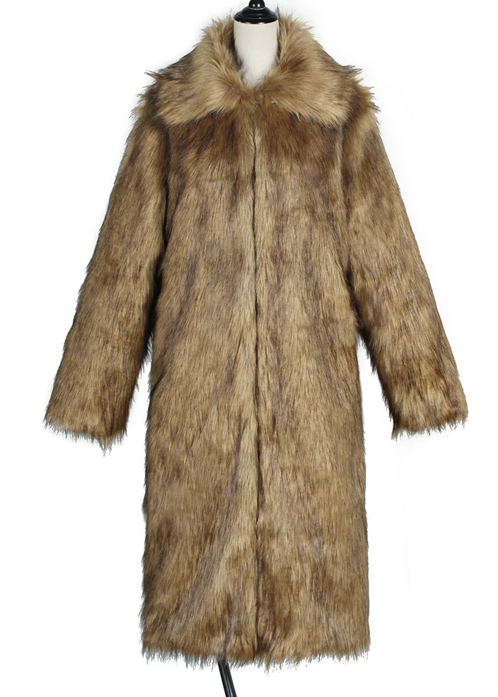 Vrouwen namaakvossenbontjas lange bontjas met lange mouwen kraagvorm open steek dik warm bont los casual 2025, herfst winter