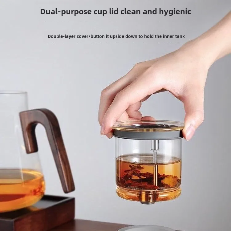 Bangtian Magnetic Rotary Walnut Keyless Glass Inner Capsule Elegant Cup Elegant Pot Filter Tea Set 800ml