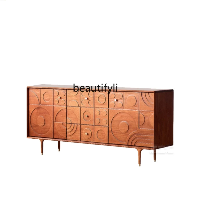 

Retro Dining Edge Hallway Storage Chest of Six Drawers Mid-Ancient Style Solid Wood Wall Partition Locker