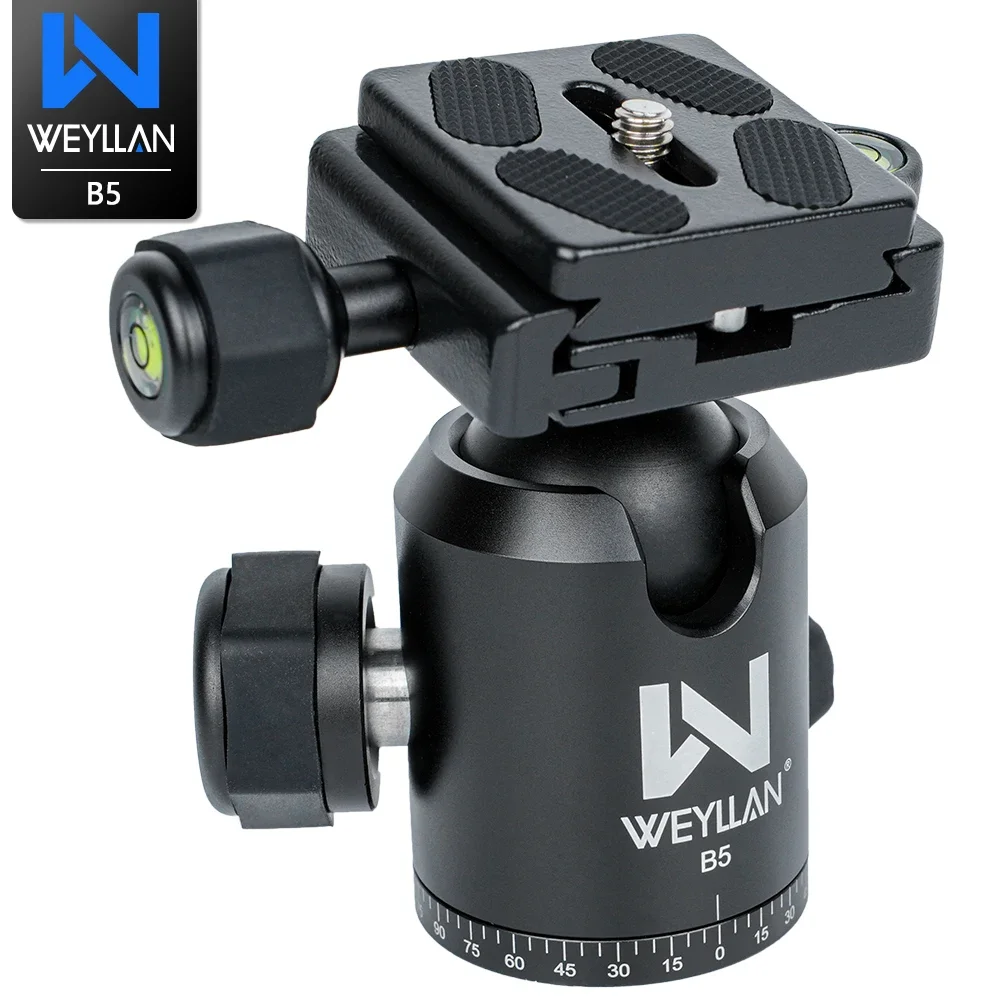 

WEYLLAN B5 Ballhead Tripod Mount Adapter 36mm Ball Head Adapter 1/4 3/8 Inches Screw Hole Quick Release Plate for Camera Tripod