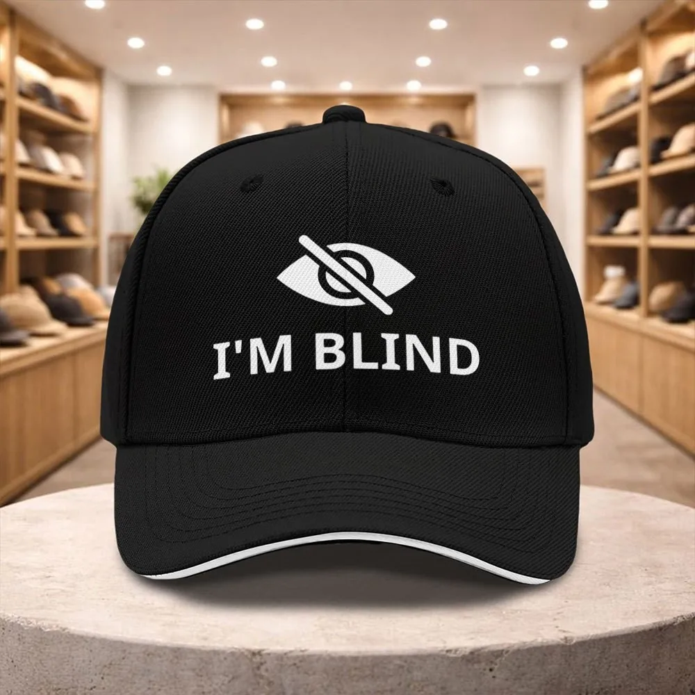 Unisex I'm Blind Print Baseball Cap Casual Adjustable Duckbill Hat for Daily Outdoor Use