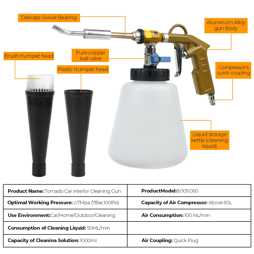 Car Wash Gun High Pressure Car Washer Dry Cleaning Gun Spray Nozzle Deep Clean Pneumatic Dust Remover