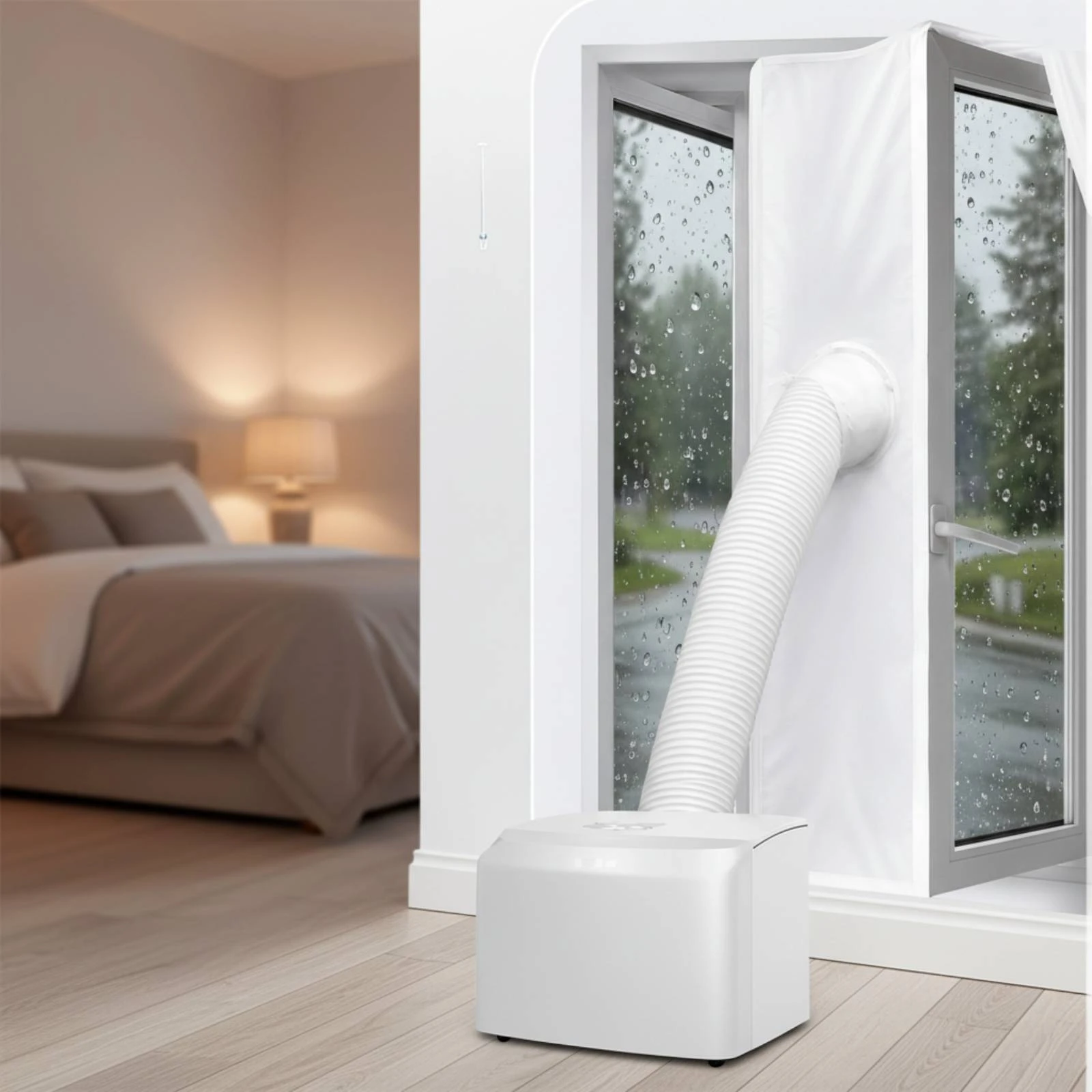 Cloth Window Seal with Hose Opening Soft Window Exhaust Sealing Panel Vent Kit Universal Hardware Adjustable