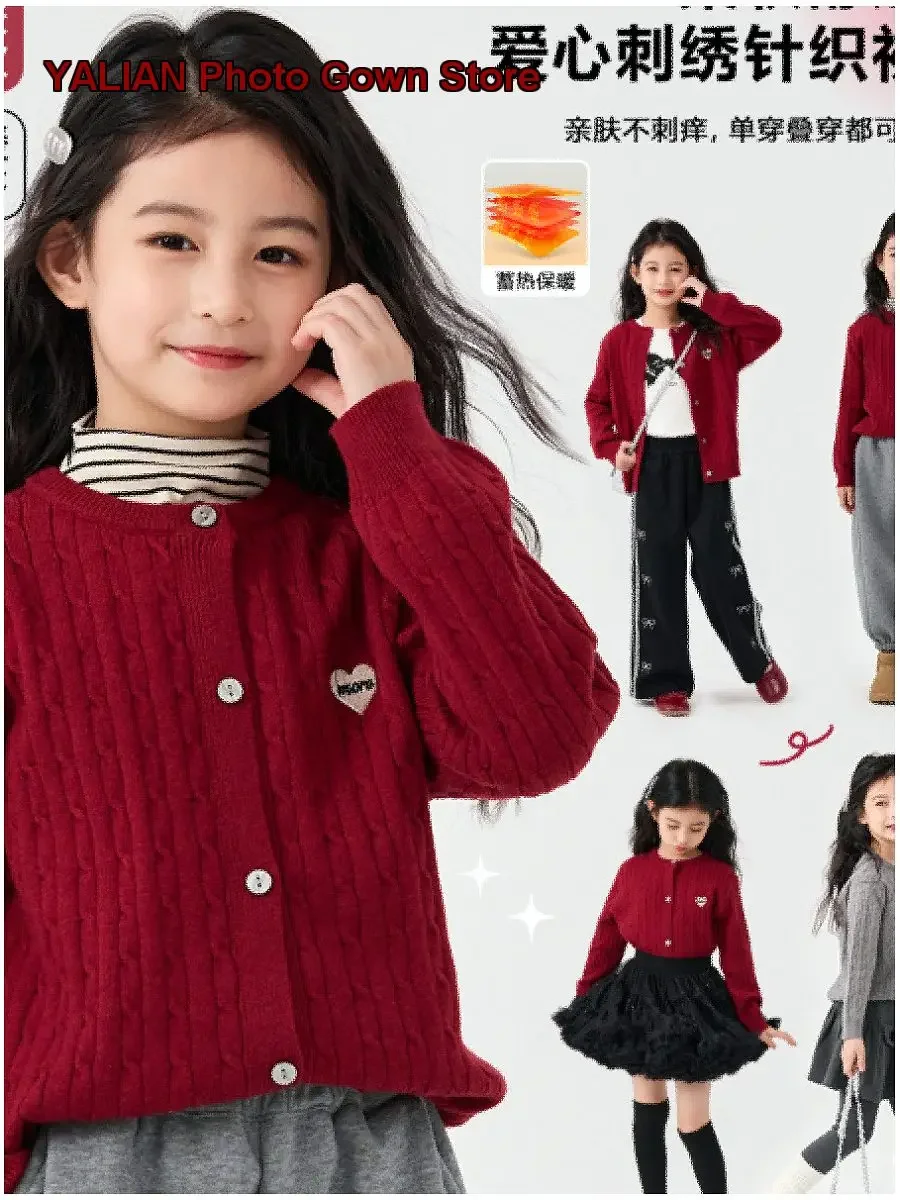 Girls Knit Cardigan Kids Autumn Winter Turtleneck Knit Cardigan Solid Color Warm Stylish Jacket Infant