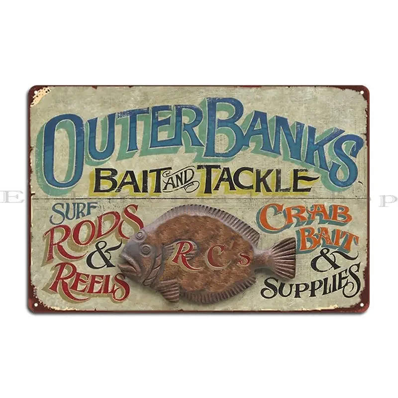 Rc S Outerbanks Bait And Tackle Metal Plaque Personalized Living Room Custom Funny Custom Tin Sign Poster