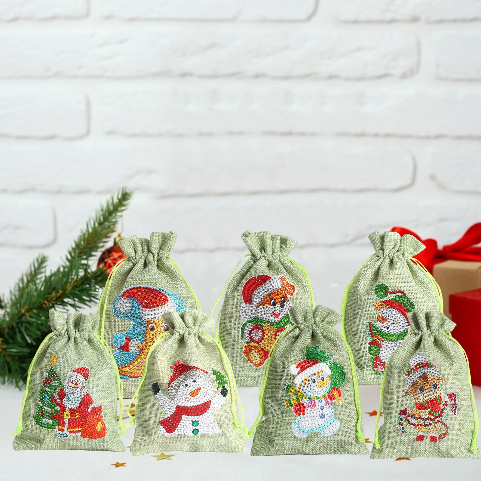 1 DIY-Diamantgemälde, Weihnachts-Süßigkeitsbeutel, Kristall-Strass-Diamant-Kunst, Weihnachtsbeutel, Weihnachtsgeschenk für Süßigkeiten