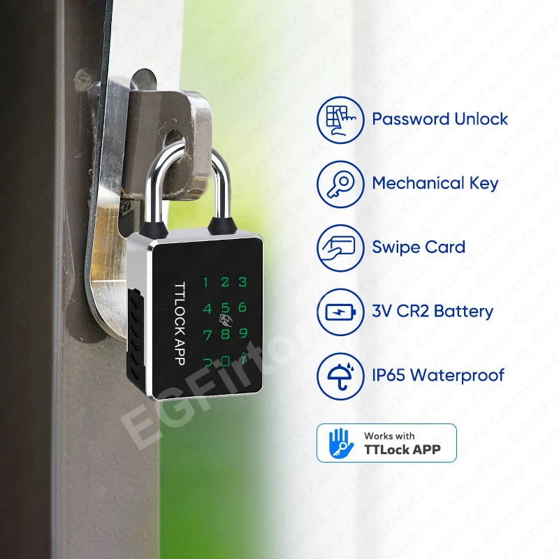 TTLOCK Padlock Tuya APP IC Card RFID Password Key NFC Unlock Way Waterproof IP65 Bluetooth Smart Electronic Door Lock