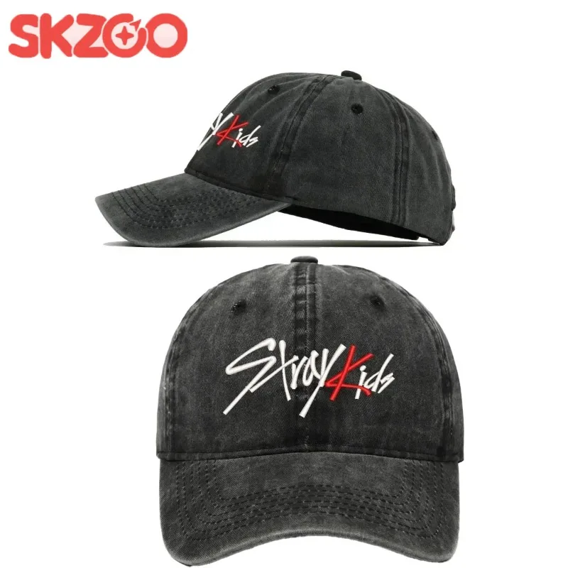 

Бейсболка SKZOO K-pop 2026Idol Gift, корейская версия, из чистого хлопка, с вышивкой, с эффектом потертости, для мужчин и женщин, защита от солнца