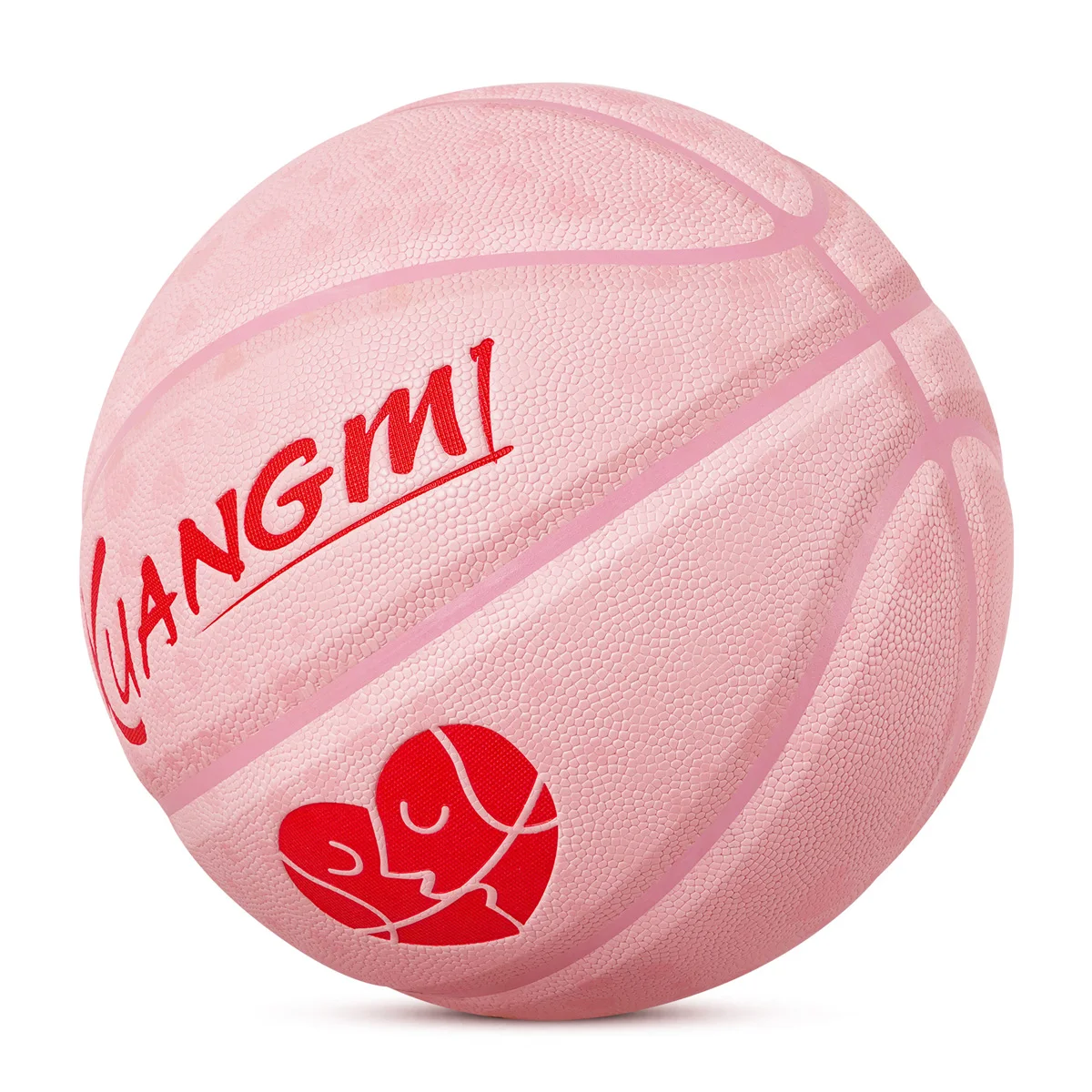 Kuangmi Red Heart Basketball Ball Size 7 Photosensitive PU Material Sunlight Discoloration Streetball Valentine's Day Gift