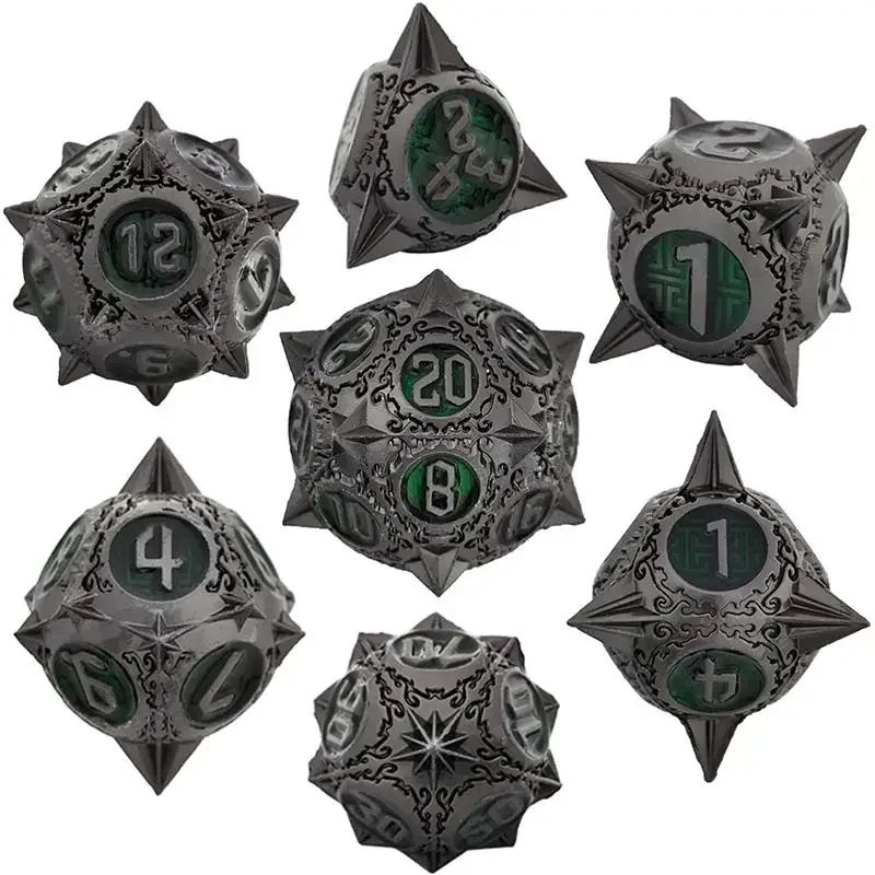 

DND Metal Dice Set Dungeon and Dragon Suitable for Smooth Rolling in RPG and Table Games 7pcs
