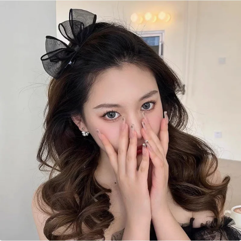 Korean Style Bow Hair Clip Custom Black Mesh Women Side Bangs Clip Broken Hair Clip Bobby Pin Hairpin Hair Accessories image 3