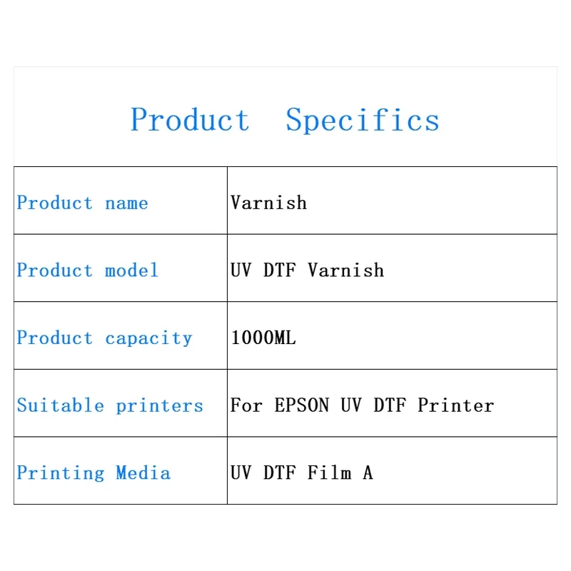 Imagem -06 - Verniz uv da Impressora de Dtf Verniz do Filme do ab do Brilho do Printhead Epson Xp600 Tx800 Dx5 Dx7 I3200 5113 L805 L1800 Xp15000 1000ml