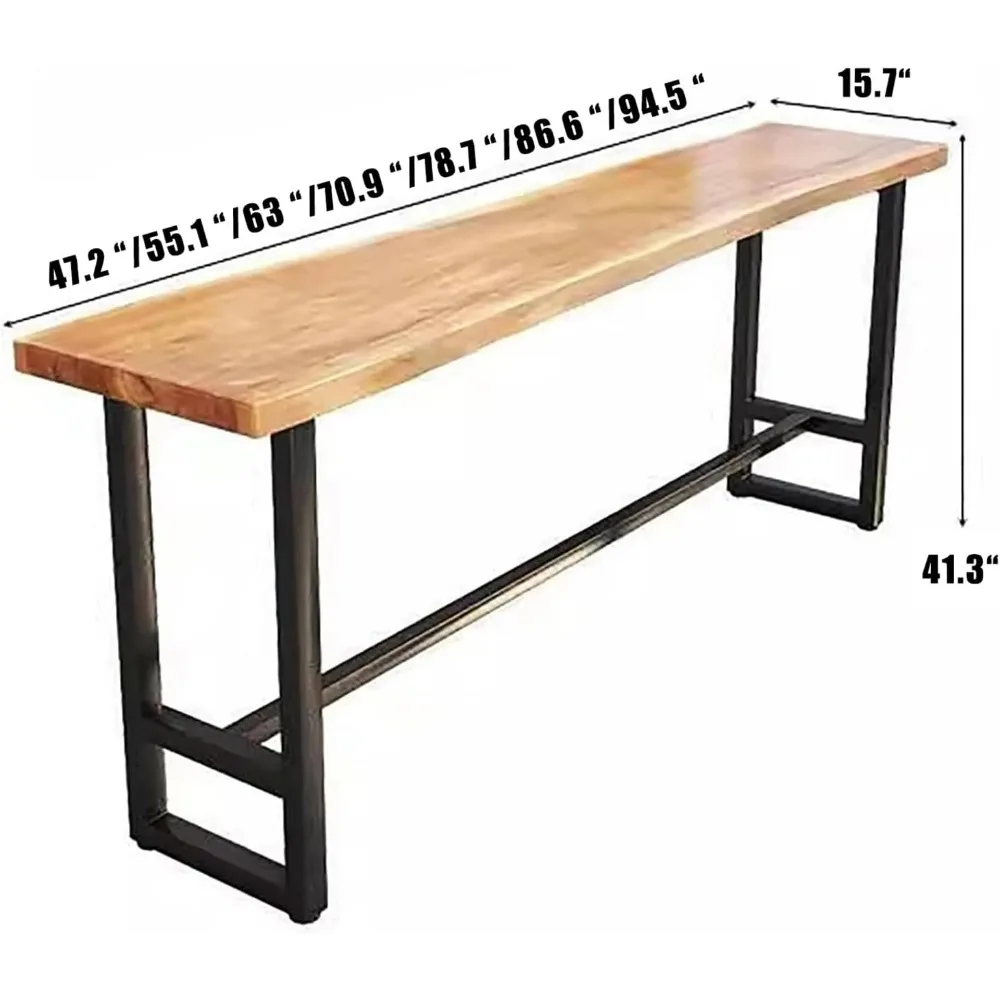 Bar Counter Table,Long Narrow Bar Table,Live Edge Kitchen Dining Table,No Stool,Solid Wood Bar Top Tables