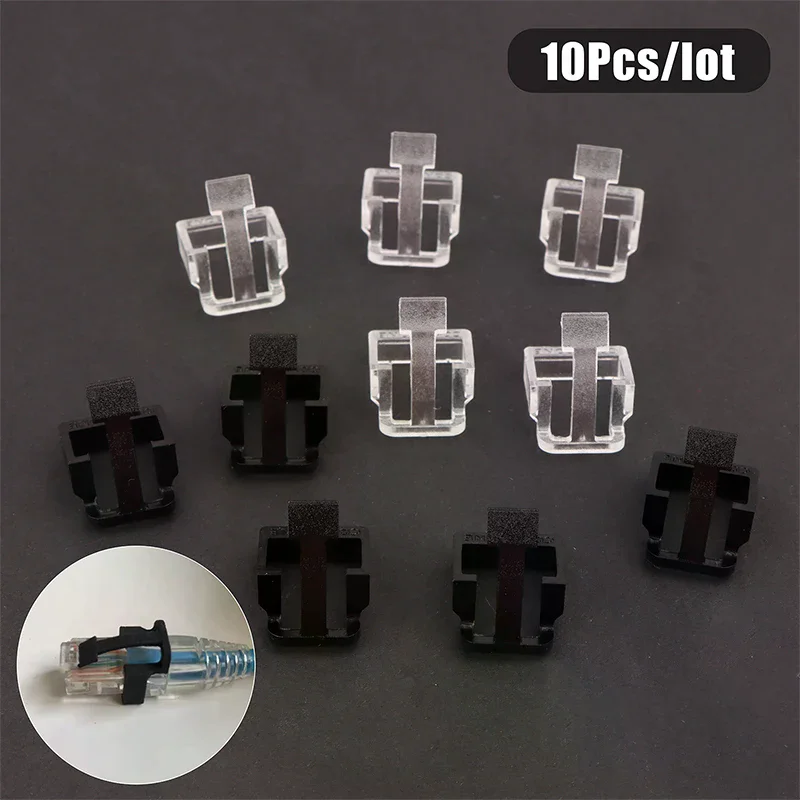 10Pcs RJ45 Plug Protective Cover Replaceable Network Cable Crystal Head Buckle Latch Repair Parts