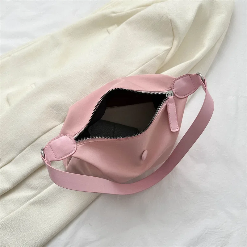 Pink Nylon Cloth Underarm Bag Korean Style New Ins Lightweight Texture Small Bag All-Match Shoulder Handbags for Women Girls