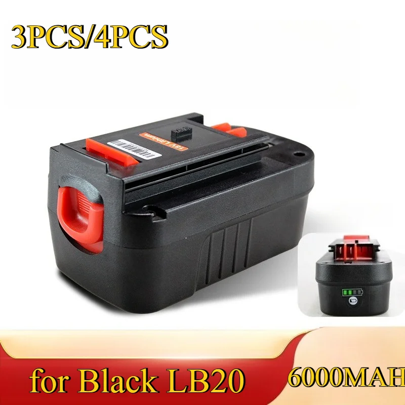 

6000mAh 20V Replacement Battery for Black LB20/LB2040 High Capacity Lithium-ion Power Pack for Cordless Drills 3X Runtime