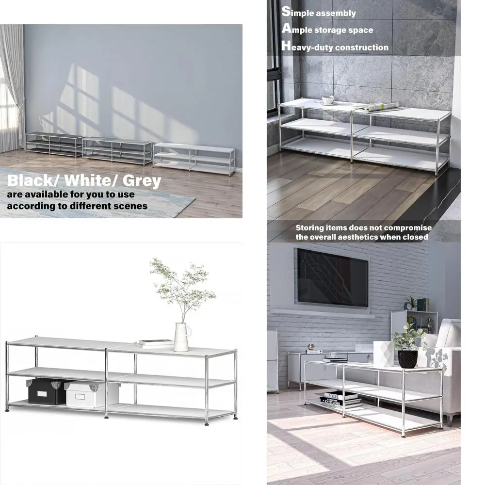 

Металлическая стеллажная система Simplink, 3-ярусные регулируемые полки для хранения, для самостоятельной сборки и домашнего декора, регулируемый металлический органайзер для дома, кухни