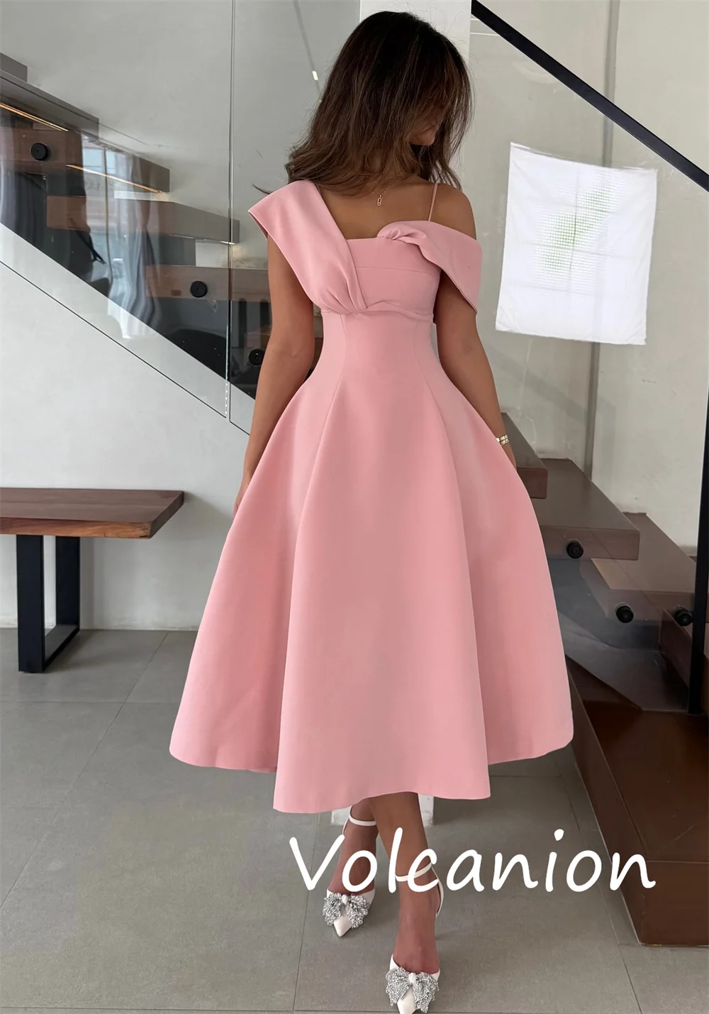 Customized Chinese Style Jersey Pleat A-line Off-the-shoulder Midi Dresses Bespoke Occasion Elegant Retro