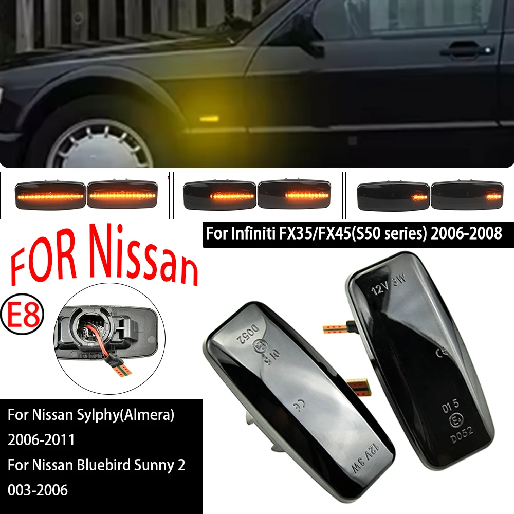 Flowing LED Side Marker Dynamic Turn Signal Light Lamp For Nissan Sylphy Bluebird Sunny Teana Murano Infiniti M35 FX45 FX35 QX60
