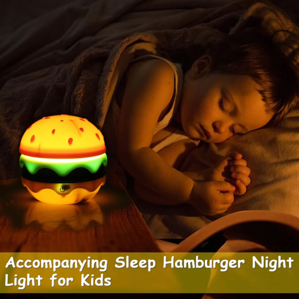 Lámparas de escritorio de hamburguesa para niños con manguera de cuello de cisne ajustable, atenuación recargable, Sensor táctil, luz nocturna para niños y niñas, regalos