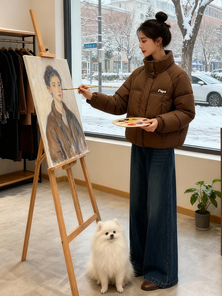 Faionable Afslanken Losse ort Jaet Dames Winter Nieuwe collectie Klein formaat Fce Warm dons Katoenen jas Woon-werkverkeer Sle