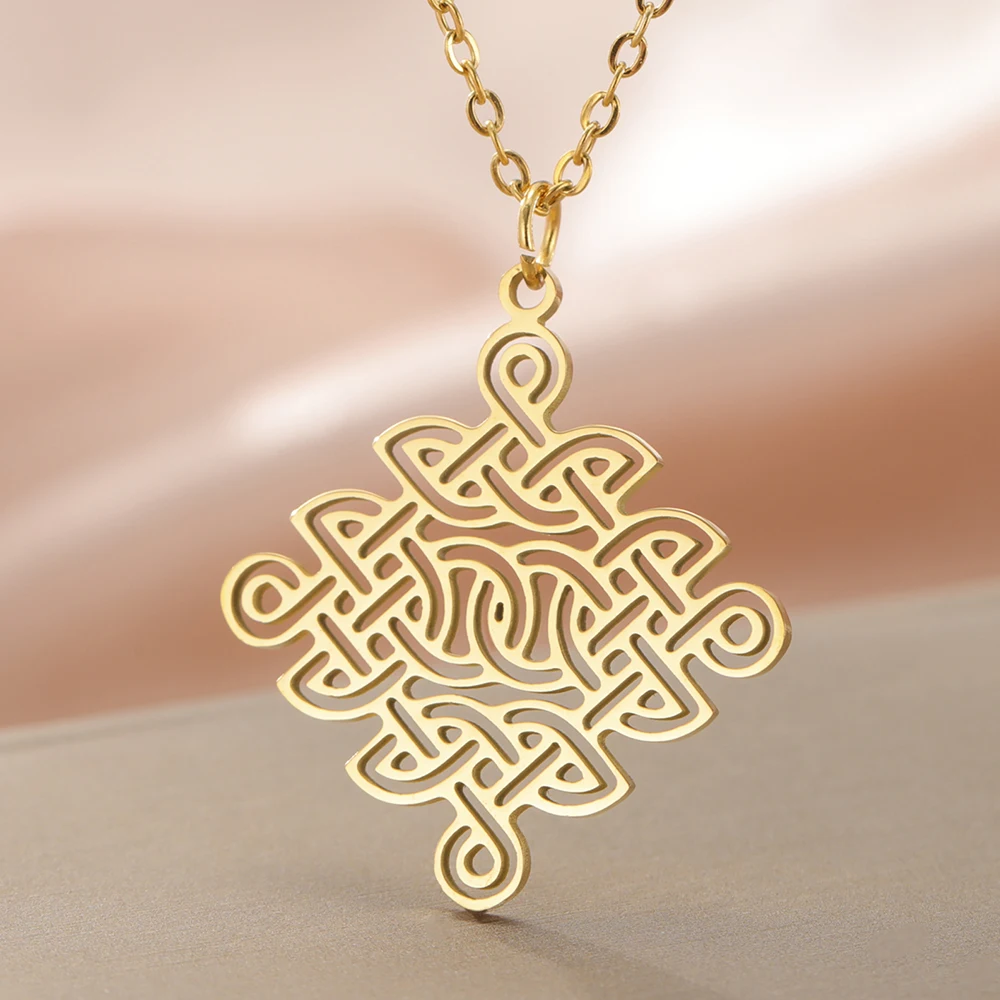 Dawapara Infinity Celtic Knot Necklace Irish Good Luck Amulet Sacred Geometry Stainless Steel Jewelry New Year Gift