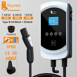 feyree EV Charging Station 32A 7.6KW Electric Vehicle Car Charger EVSE Wallbox 9.6KW 12KW 5m Cable TS-NACS Socket APP Control