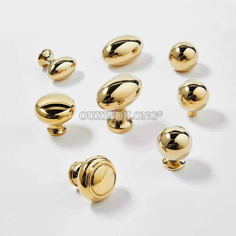 Luxury Gold 10PCS Solid Brass Furniture Pulls Handles Drawer Knobs Cupboard Wardrobe Closet Dresser Wine Cabinet Pulls Knobs