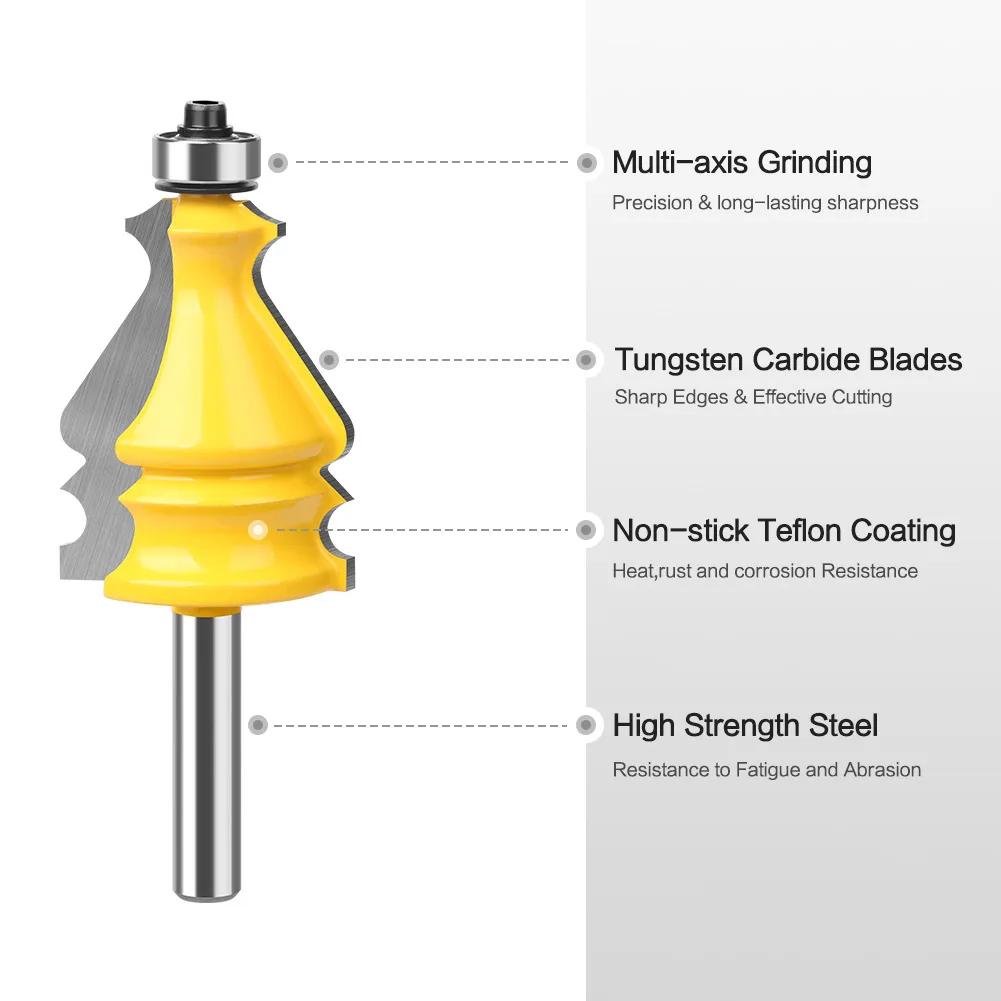 1Pcs 1/2 Inch Shank Architectural Molding Handrail Router Bit Casing Base CNC Line Woodworking Cutters Face Mill