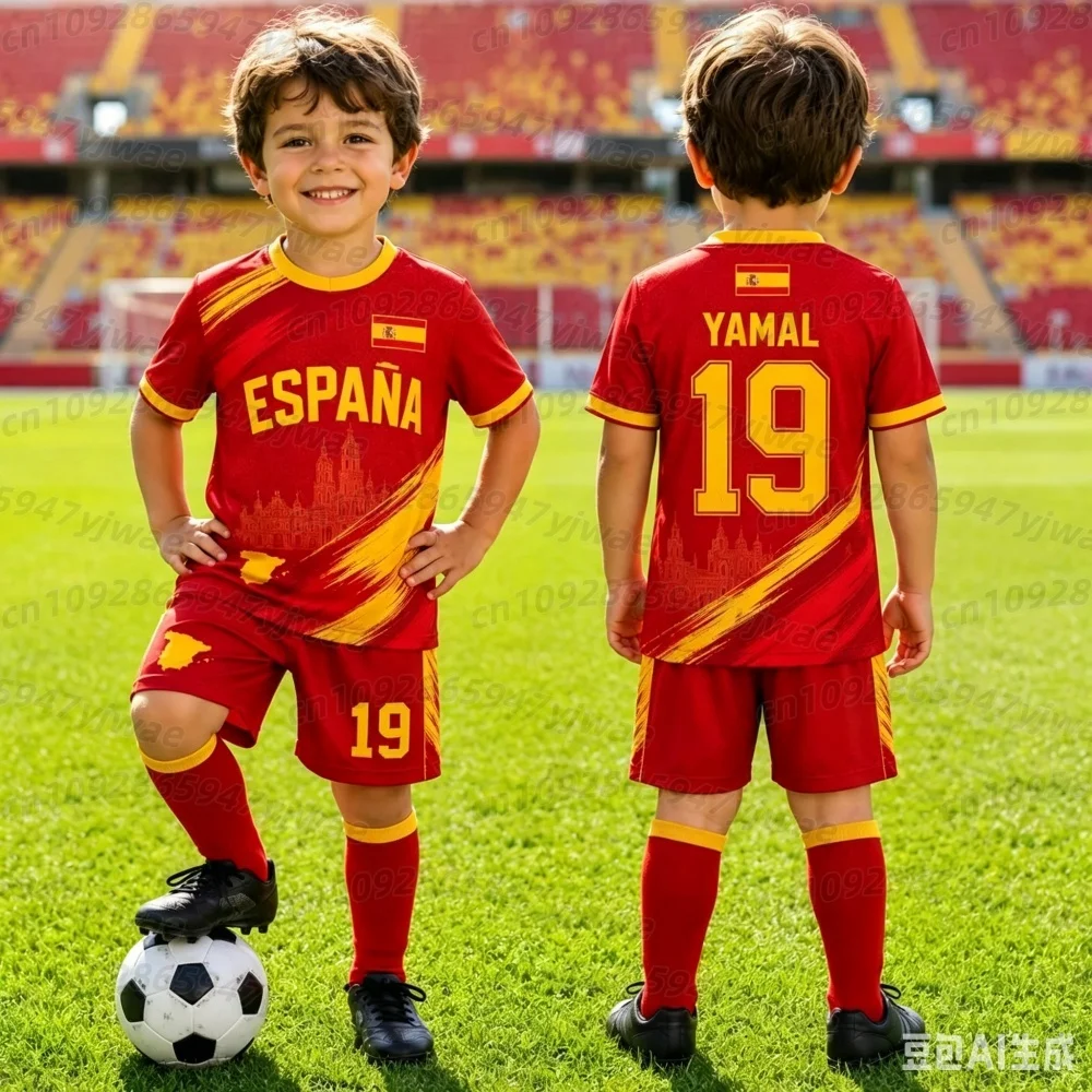 2026 Special YAMAL 19 Football Jersey Tee Shorts Set Women Men Harajuku Spain Fans Shirt Shorts Set Kids Tracksuit 2 Piece Set