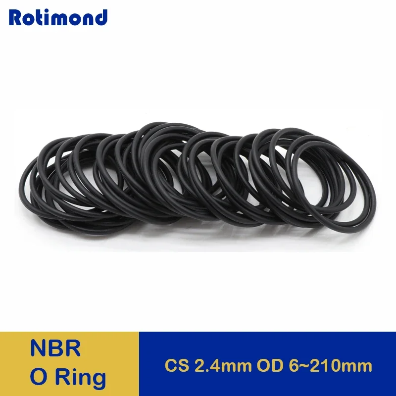 

10/50Pcs Black NBR O Ring Gasket Thickness CS 2.4mm OD 6~180mm Nitrile Rubber O Type ring Corrosion Oil Resist Sealing Washer