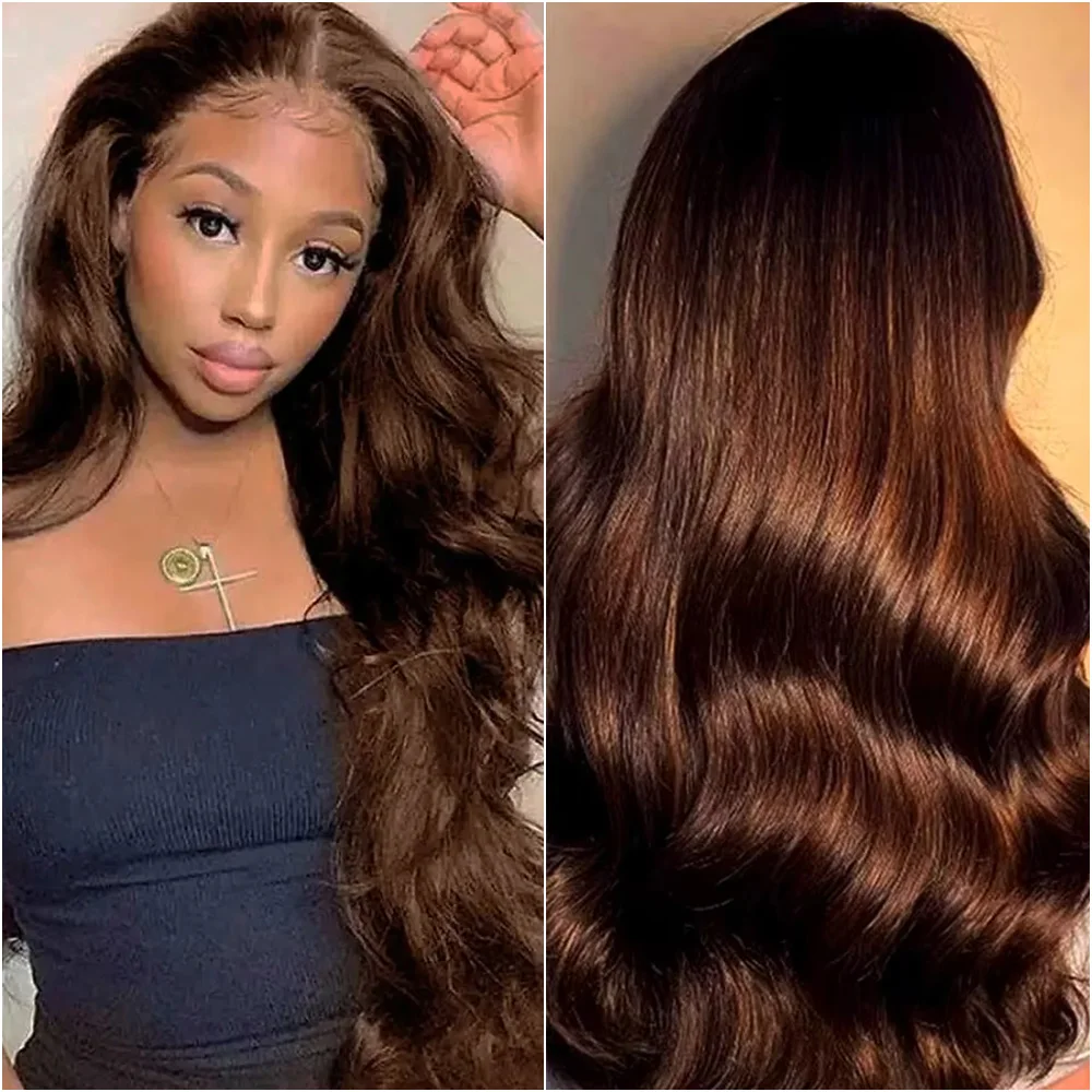 

Плотность 220 40 дюймов Шоколадно-коричневый объемная волна 13x6 HD Парик из натуральных волос на кружеве 13x4 Парик из натуральных волос на кружеве Бразильские парики из волос Remy