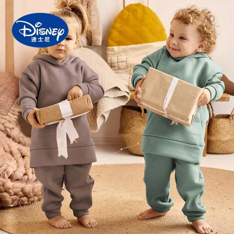 

Disney 2025 Kids Tracksuit Set, Thickened Fleece Hoodie & Pants, Winter Casual Outfit for Boys Girls