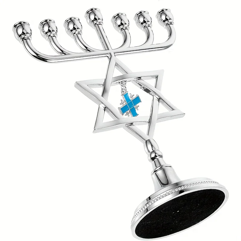 Metal Jewish Holder Branch Candlestick, ornamento do partido, Menorah, Chanukah, desktop