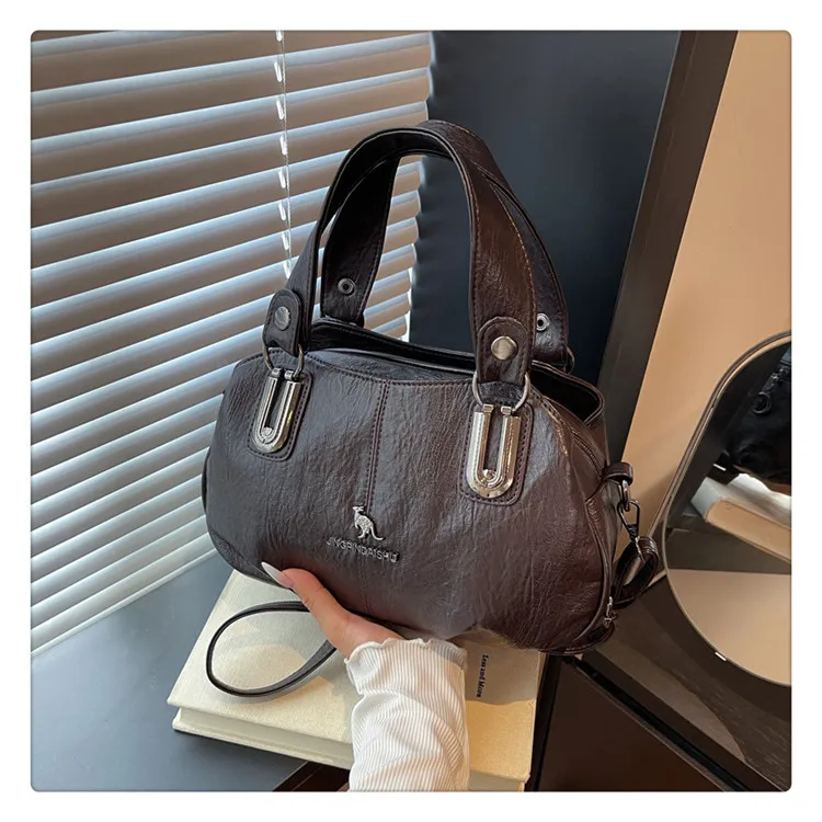 

Большая вместительная сумка для мамы, мягкая кожаная сумка-тоут для женщин, винтажный кошелек на плечо, новая большая сумка, повседневная сумка через плечо для работы, путешествий, пляжа ​