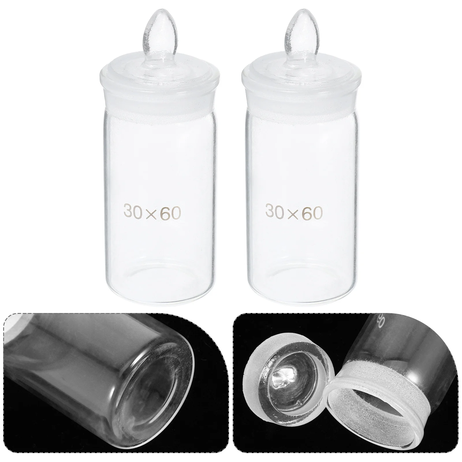 

2Pcs Laboratory Weighing Bottles Glass Sturdy Small Glass Jar for Chemistry Research Experiment Sampling Weighing Jar