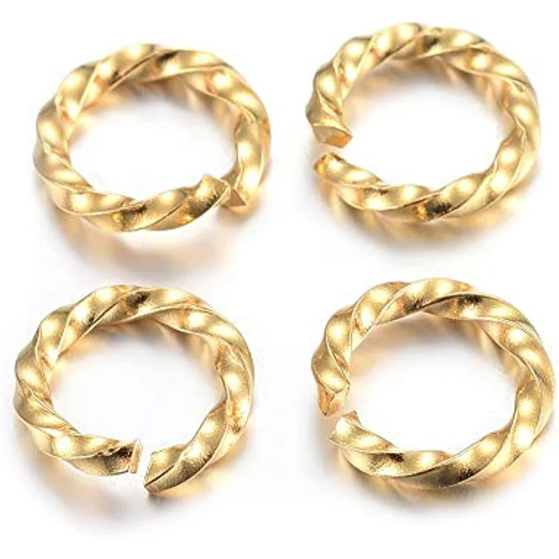 

10pcs Stainless Steel Twisted Jump Rings Open Jump Rings Twisted Golden Connector Rings for Necklace DIY Jewelry Making 8x1mm