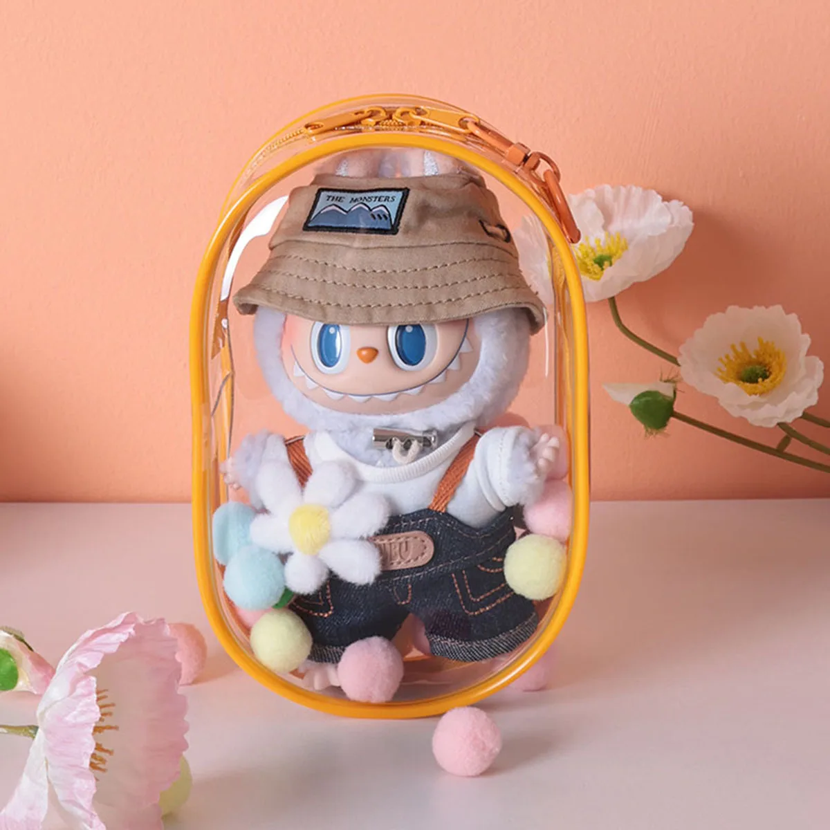 โปร่งใสกล่องเก็บกระเป๋าพวงกุญแจกระเป๋าน่ารักตุ๊กตากระเป๋าสําหรับ Labubu ตุ๊กตาแคปซูลแพคเกจ