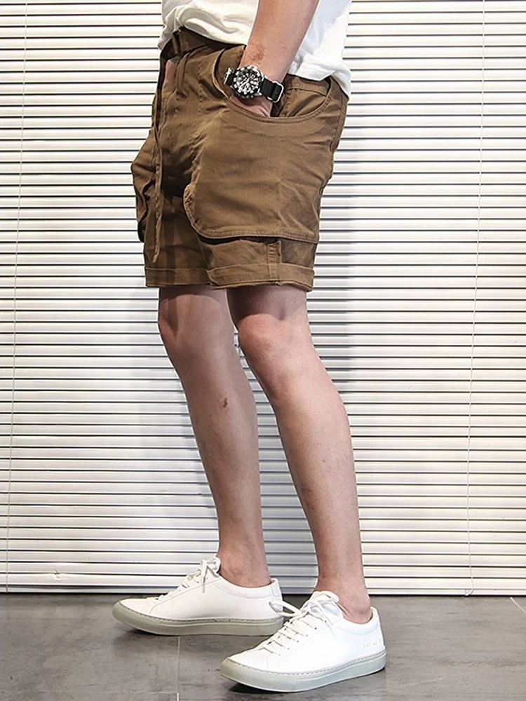 

Solid Male Short Pants Retro Shorts Elegant New in Clothing Distressed Comfortable Y2k Streetwear Clothes Men's Cotton Cargo
