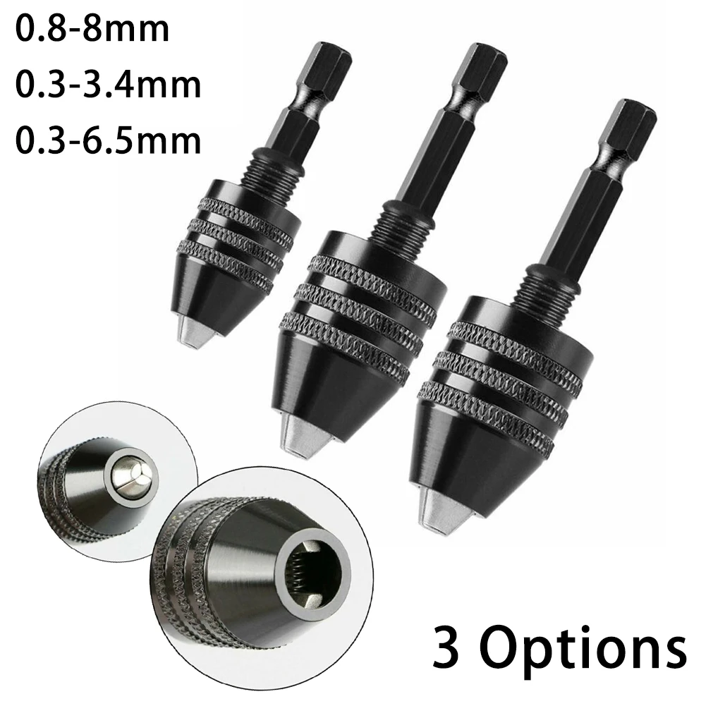 Mini Keyless Drill Chuck 0.3-8mm Self-Tighten Electric Drill Bits Collet Fixture Tools 1/4\