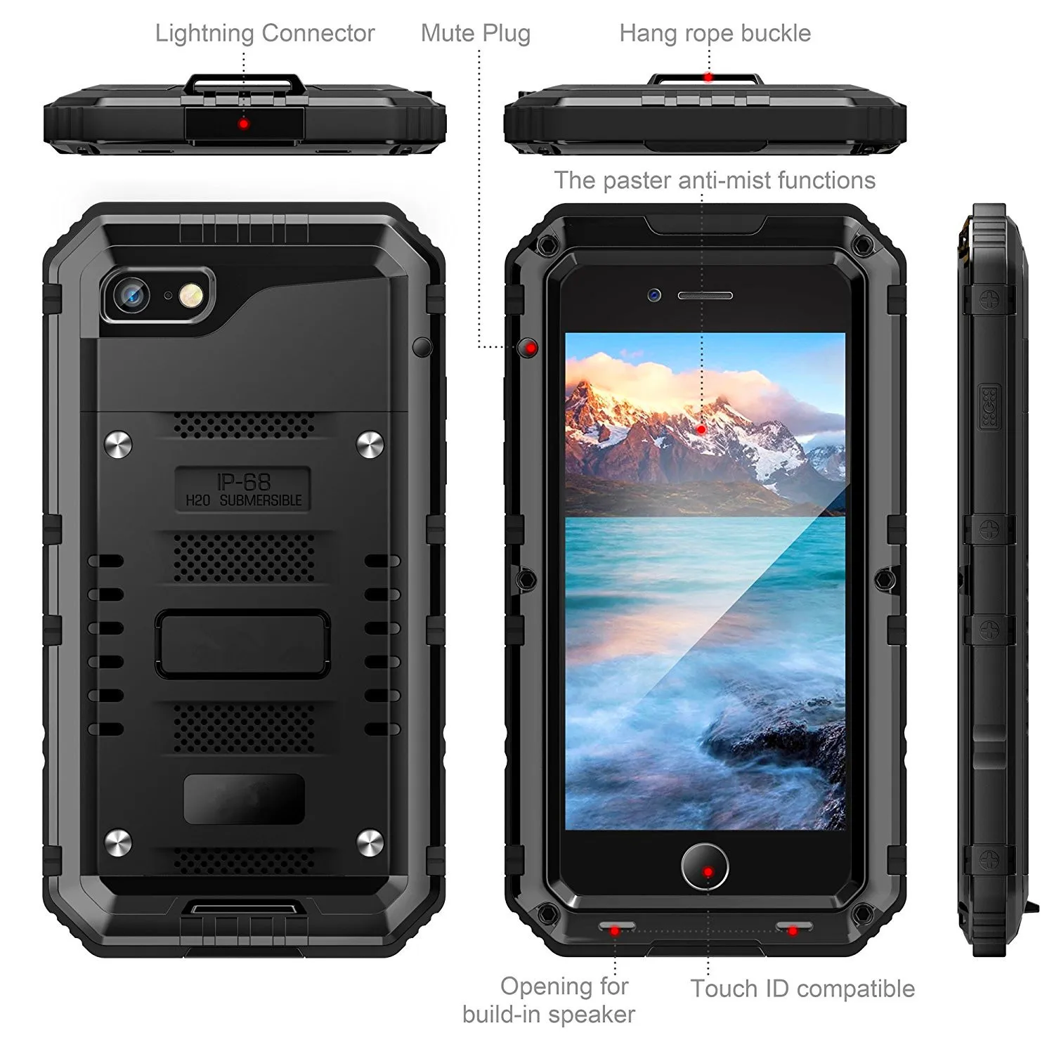 Waterproof IP68 Shockproof Heavy Duty Hybrid Tough Rugged Armor Metal Phone Case for iPhone 12 11 Pro X XS Max XR 8 7 Plus Cover